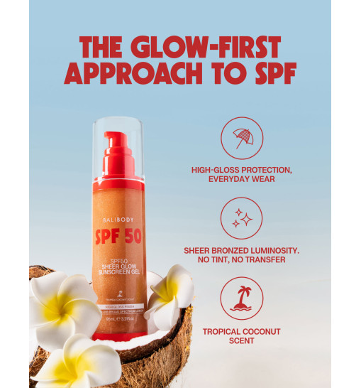 Bali Body Sheer Glow Sunscreen Gel SPF50 - Сонцезахисний гель SPF50 з ефектом природного сяйва